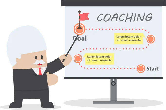 Senior Businessman Teaching How To Achieve The Goal VECTOR EPS 10 Illustration