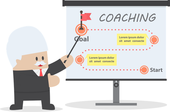 Senior businessman teaching how to achieve goal  Illustration