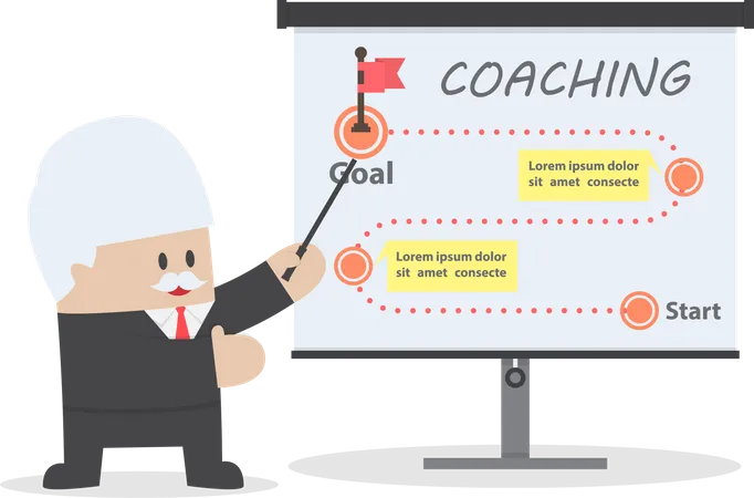 Senior businessman teaching how to achieve goal  Illustration