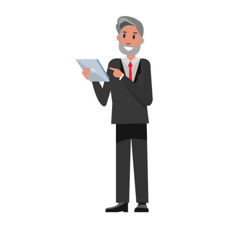 Senior Businessman using tablet Illustration