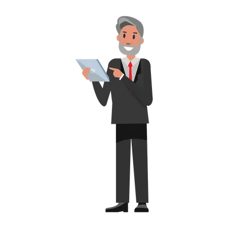 Senior Businessman using tablet Illustration