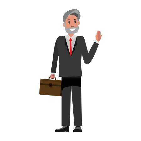 Senior Businessman waving hand  Illustration