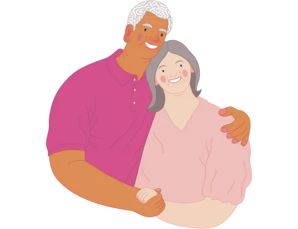 Senior Citizen Couple Illustration