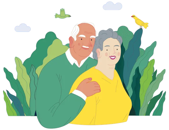 Senior citizen couple Illustration
