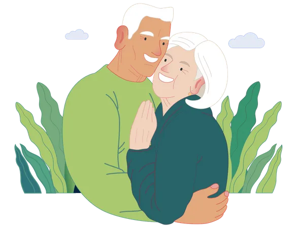 Senior citizen couple Illustration