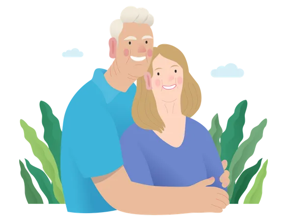 Senior Citizen Couple Illustration