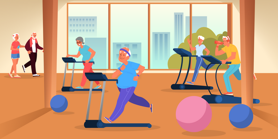 Senior citizen health club  Illustration