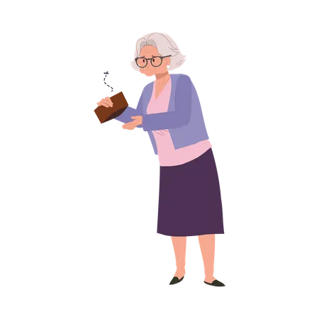 Senior Citizen with No Savings Left and Financial Struggles  Illustration