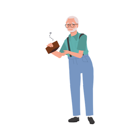 Senior Citizen with No Savings Left and Financial Struggles  Illustration