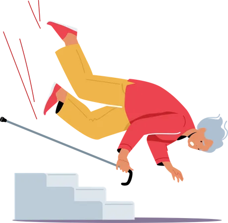 Senior citizen woman falling from height  Illustration