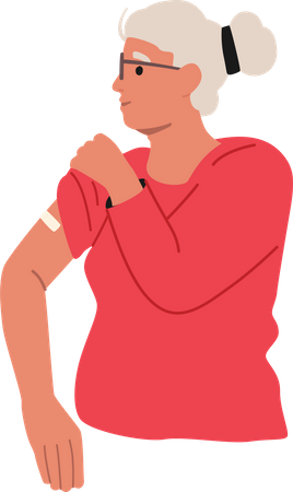 Senior citizen woman having vaccination  イラスト
