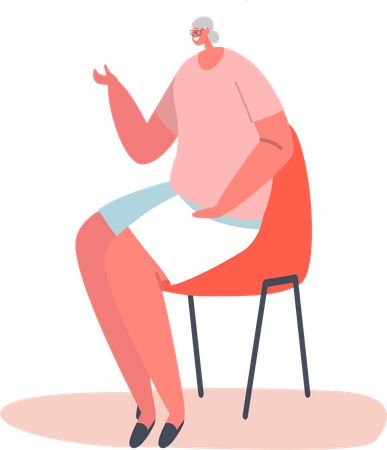 Senior citizen woman smiling while sitting on chair  Illustration