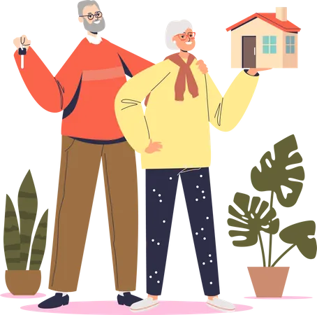 Senior couple buy house  Illustration