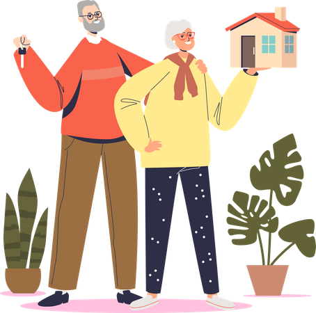 Senior couple buy house  Illustration