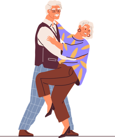 Senior couple dance  Illustration