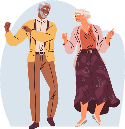 Senior couple dance  Illustration