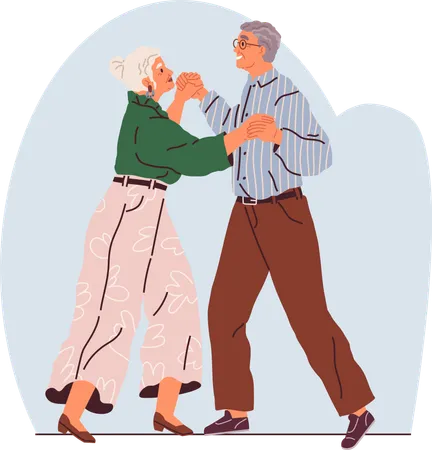 Senior couple dance  Illustration