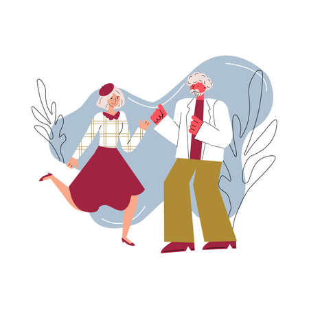 Senior couple Dancing Illustration