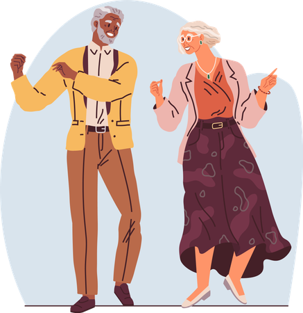 Danse de couple de personnes âgées  Illustration