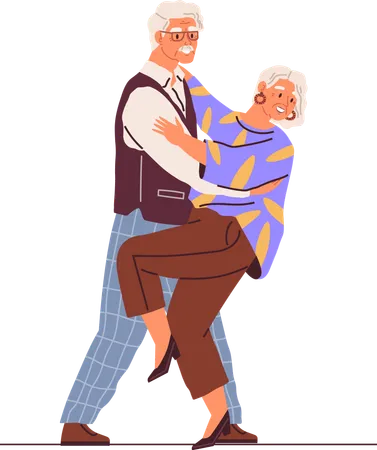 Danse de couple de personnes âgées  Illustration