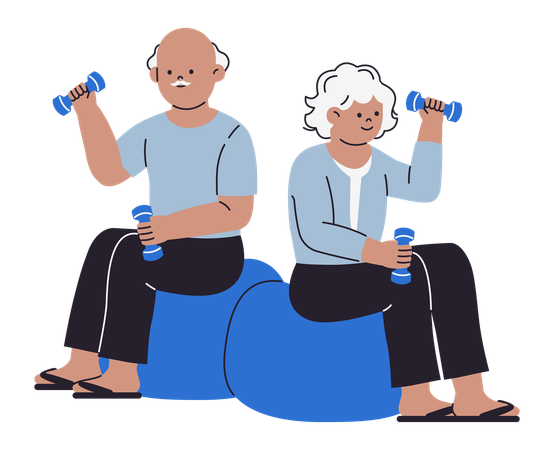 Senior Couple Doing Exercise  Illustration