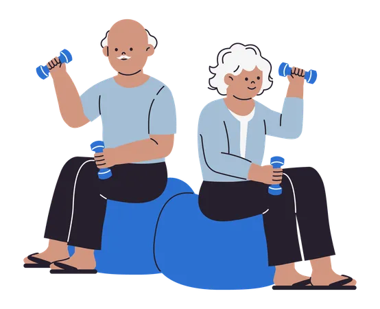 Senior Couple Doing Exercise  Illustration