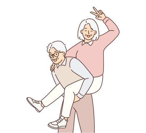 Senior couple enjoying together  Illustration