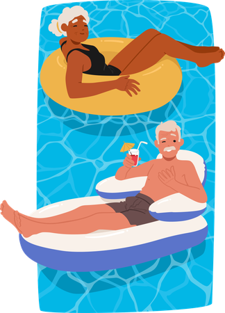 Senior Couple Enjoys Summer Day  Illustration