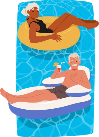 Senior Couple Enjoys Summer Day  Illustration