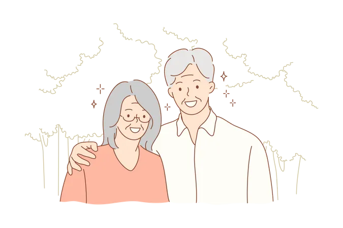 Couple de personnes âgées ensemble  Illustration