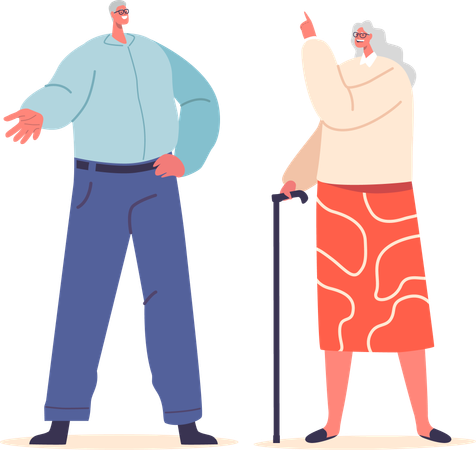 Senior Couple Exhibiting Wisdom  Illustration