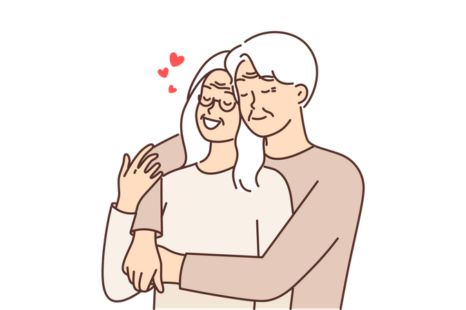 Senior couple falling in love  Illustration