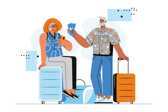 Senior couple going for vacation Illustration