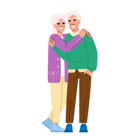 Retirement Senior Couple Hugging Vector Male Woman Person Together Old Smile Retirement Senior Couple Hugging Character People Flat Cartoon Illustration Illustration