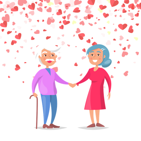 Senior Couple In Love Illustration