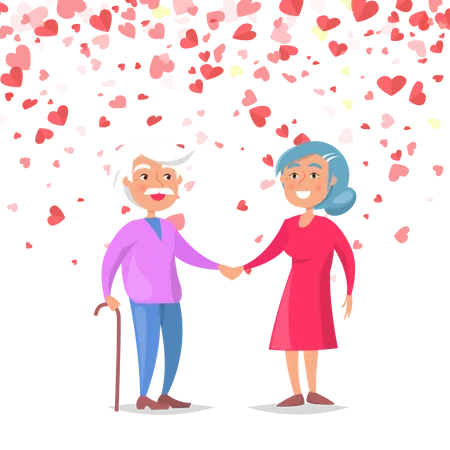 Senior Couple In Love Illustration
