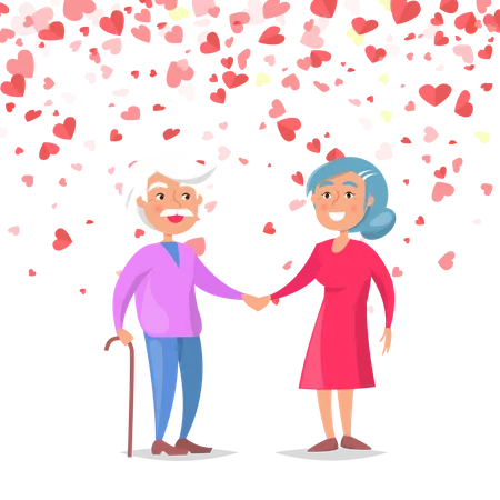 Senior Couple In Love  Illustration