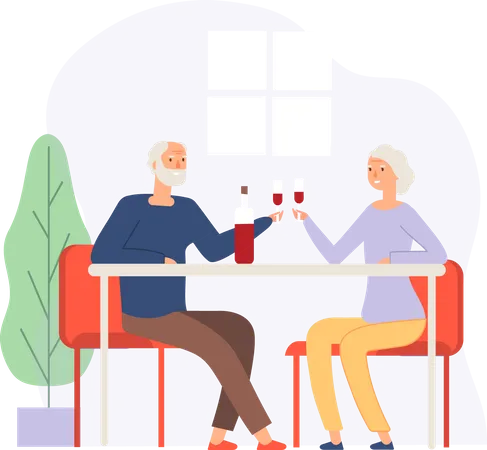 Senior couple on date Illustration