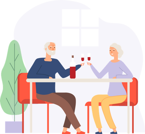 Senior couple on date  Illustration