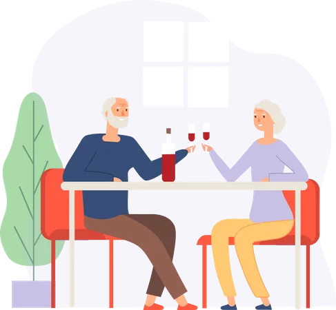 Senior couple on date  Illustration