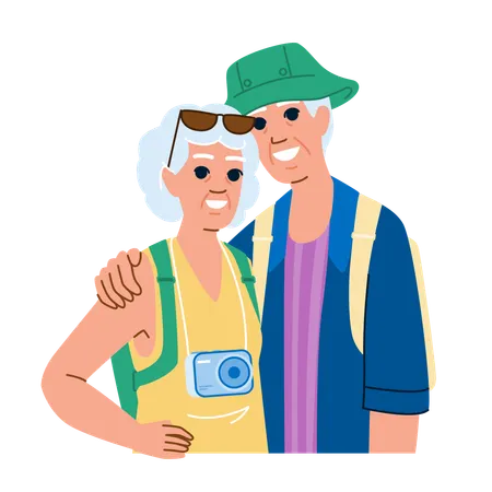 Senior couple on vacation  Illustration