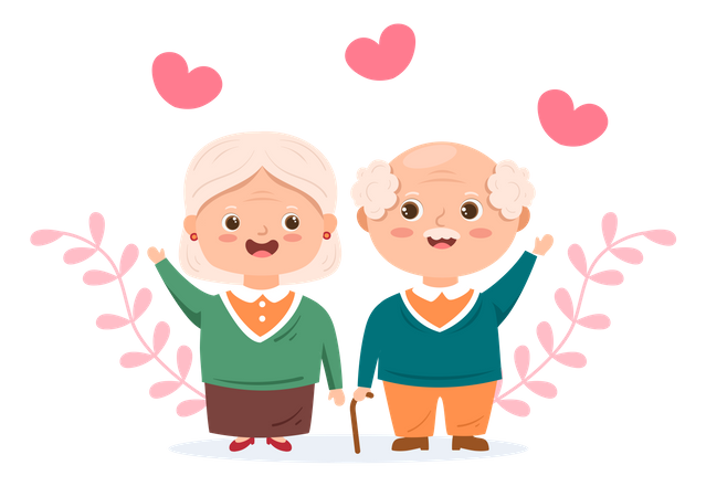 Senior couple standing together Illustration