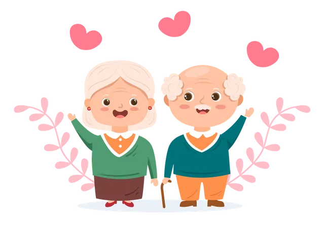 Senior couple standing together Illustration
