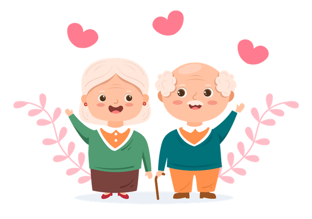 Senior couple standing together  Illustration