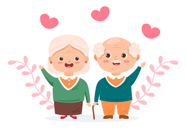 Senior couple standing together  Illustration