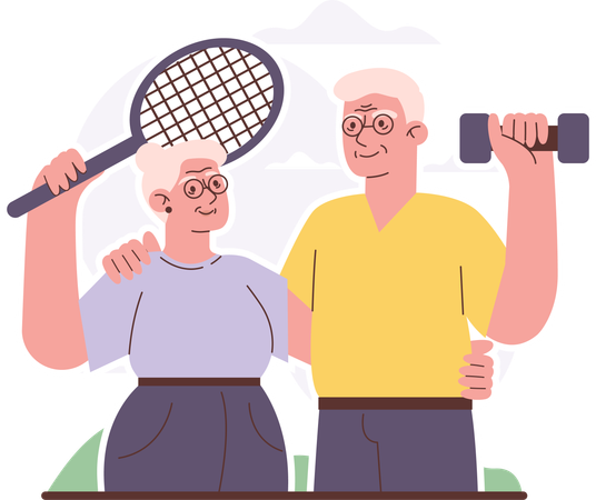 Senior couple staying healthy  Illustration