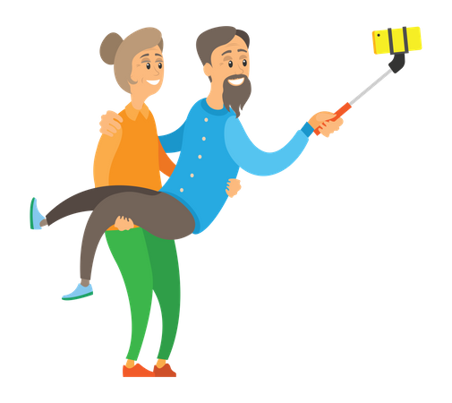 Senior Couple taking selfie  Illustration