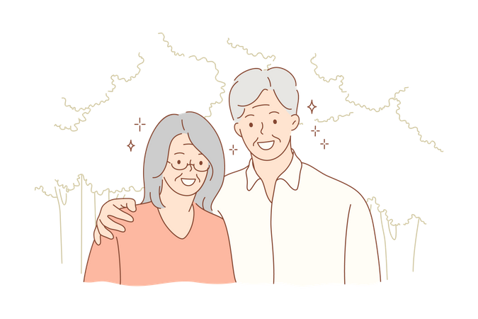 Senior couple together  Illustration