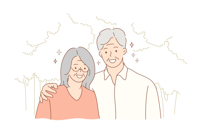 Senior couple together  Illustration