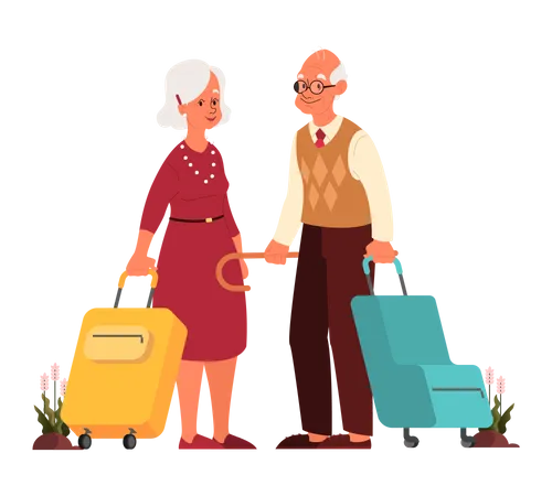 Senior couple travelling together  Illustration